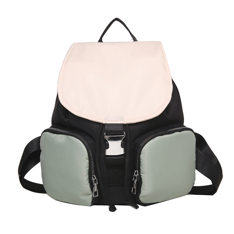 Niche simple casual backpack women's 2024 summer new fashion contrasting backpack college student leisure travel bag