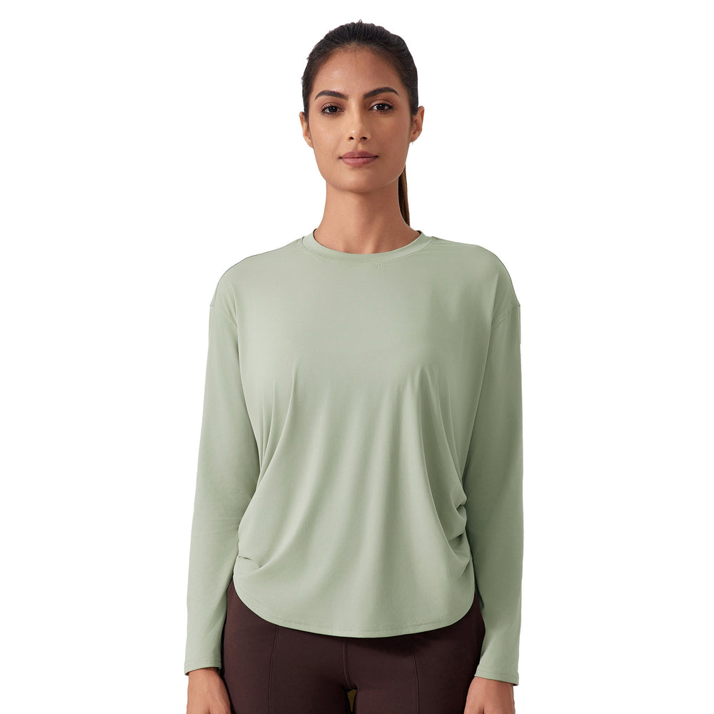 New women's yoga top - barely there feel, loose fit, long sleeve t-shirt - quick dry, breathable, training, running, fitness apparel daw187
