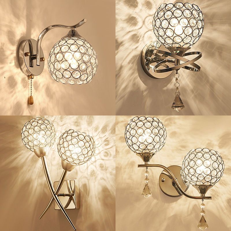 Nordic wall lamp bedroom bedside lamp postmodern crystal creative aisle lamp corridor staircase living room background wall lamp