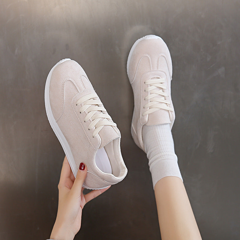 Women's lightweight running shoes - casual, shock-absorbing, flat, plus size, suede, versatile, student style, "eggshell" sneakers for export