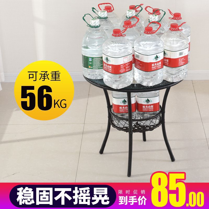 Minimalist balcony leisure storage small round table mini rattan woven tempered glass coffee table round small coffee table set