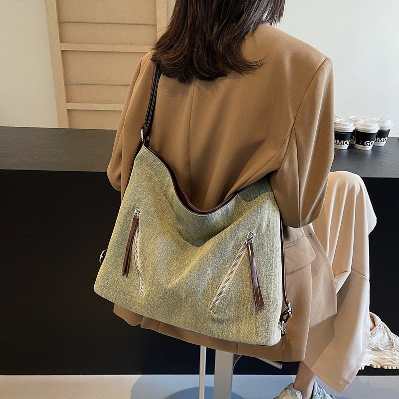 Cross-border high-quality textured bag women's large-capacity 2025 new popular fashion backpack multi-functional messenger bag