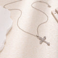 Full diamond cross necklace wholesale european and american cross-border jewelry niche design retro accessible luxury sweet cool style clavicle chain