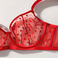 fashionsexylace gathered thin plus size bra flocked heart-shaped laceplaid ultra-thin bra suit