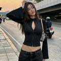 European and american export women's clothing  autumn new fashionable personalized slimming hollow-out cardigan button-up top wholesale
