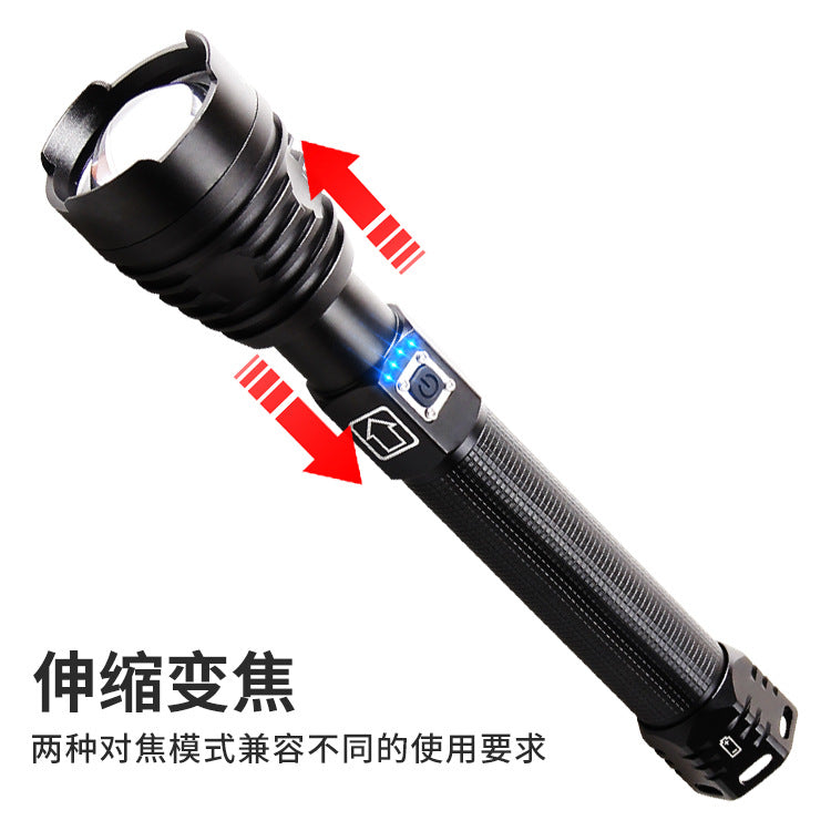 Cross-border XHP90 strong light flashlight USB charging outdoor waterproof power display high power LED flashlight