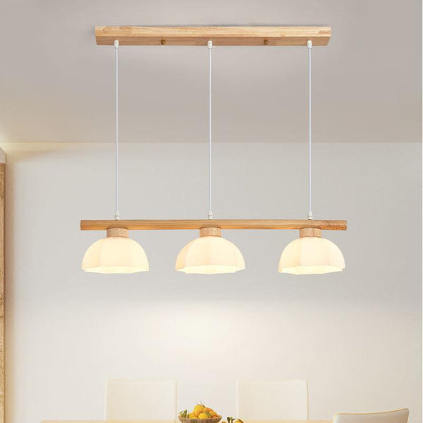 Nordic restaurant three-head chandelier Japanese-style bedroom bedside lamp dining table tea bar glass log bird chandelier lamp
