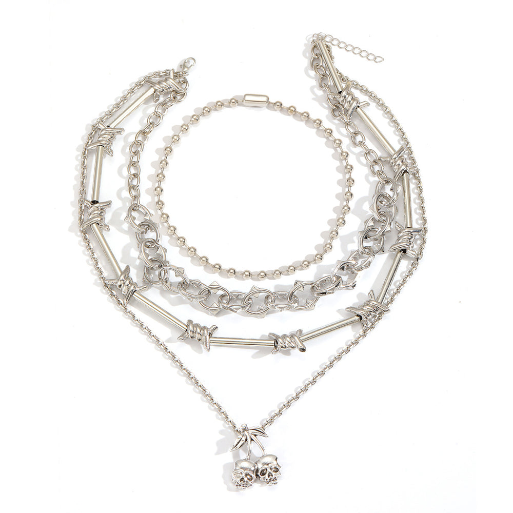 Clavicle necklace wholesale street cool hip hop skull pendant niche design sense thorns bamboo section stacked sweater chain