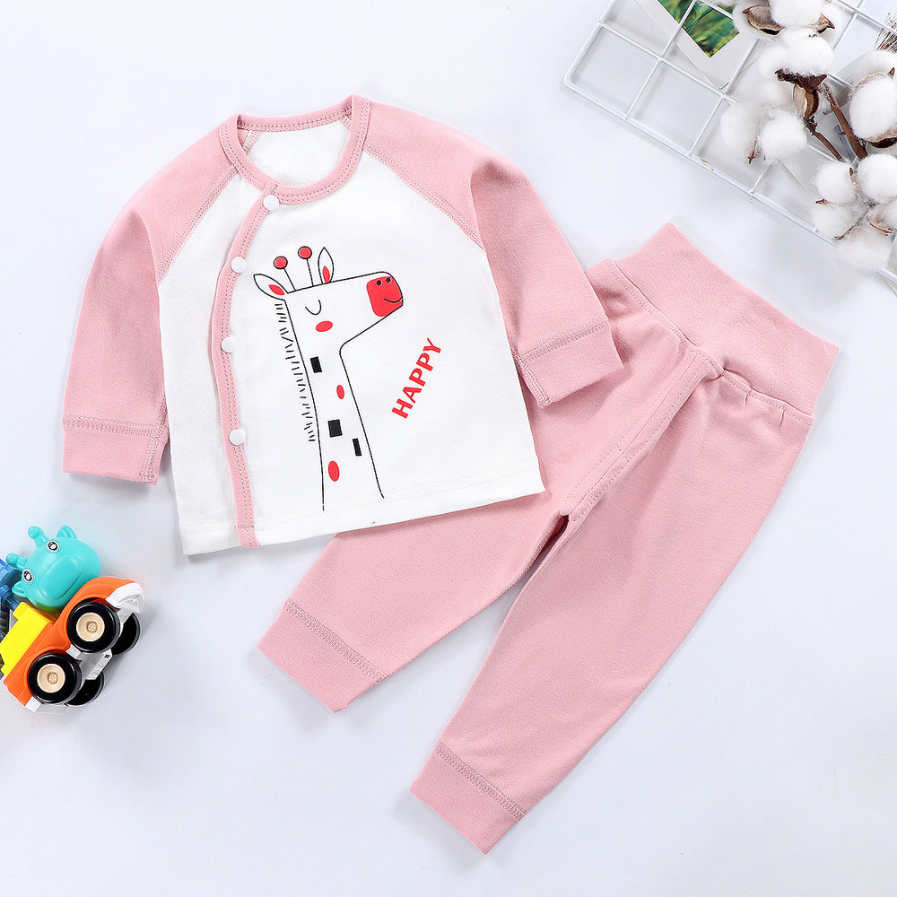 Newborn baby underwear set, 100% cotton class a, comfortable seamless design, children's thermal underwear, high-waisted pants with belly protection