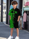 hot-selling children's short-sleeved shirt set,  &  trending, american casual shirt set for summer