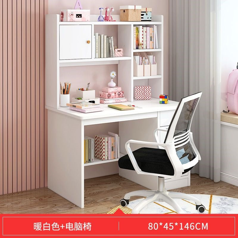 Children's study desk home desk bookshelf integrated elementary school student simple writing desk bedroom computer desk and chair set