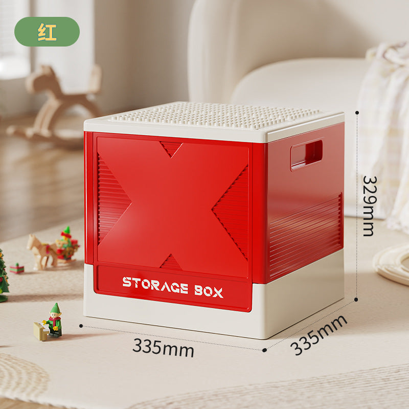 Installation-free Cartoon Lego Storage Box Large Capacity Storage Flip Foldable Clothing Toys Snacks Organizing Box
