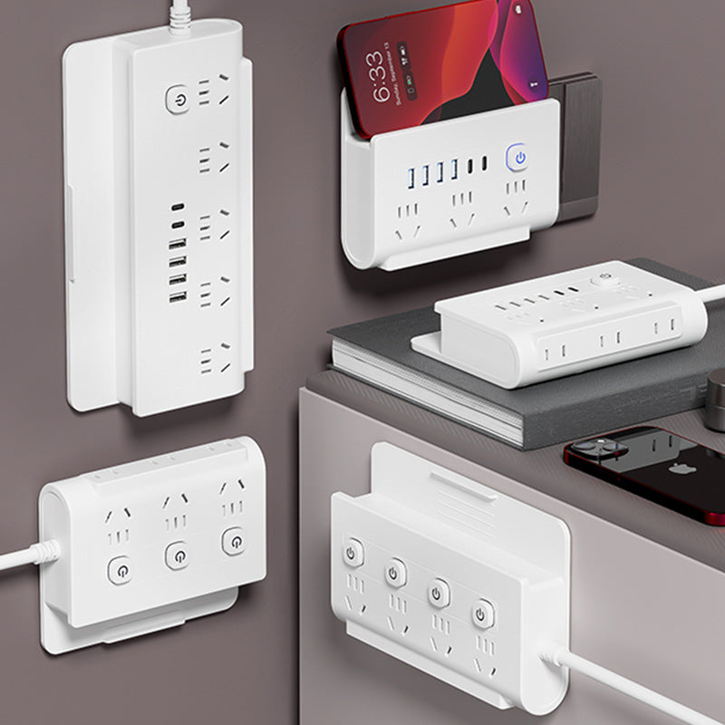 Wall-mountable power strip with multi-function stand, usb ports, and cord management – ideal for home, office, and multi-device use
