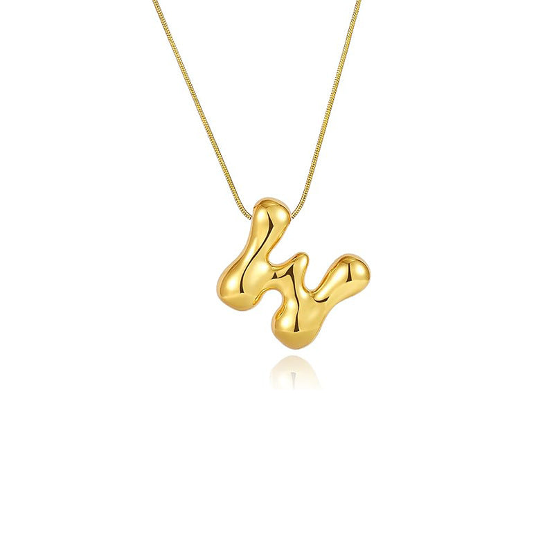 Amazon bestseller: premium bubble 26-letter gold pearlized necklace pendant - stylish women's accessory