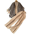 Korean chic fashion set: women's long-sleeve knit top & jacket + high-waisted slimming wide-leg straight pants - 3-piece outfit