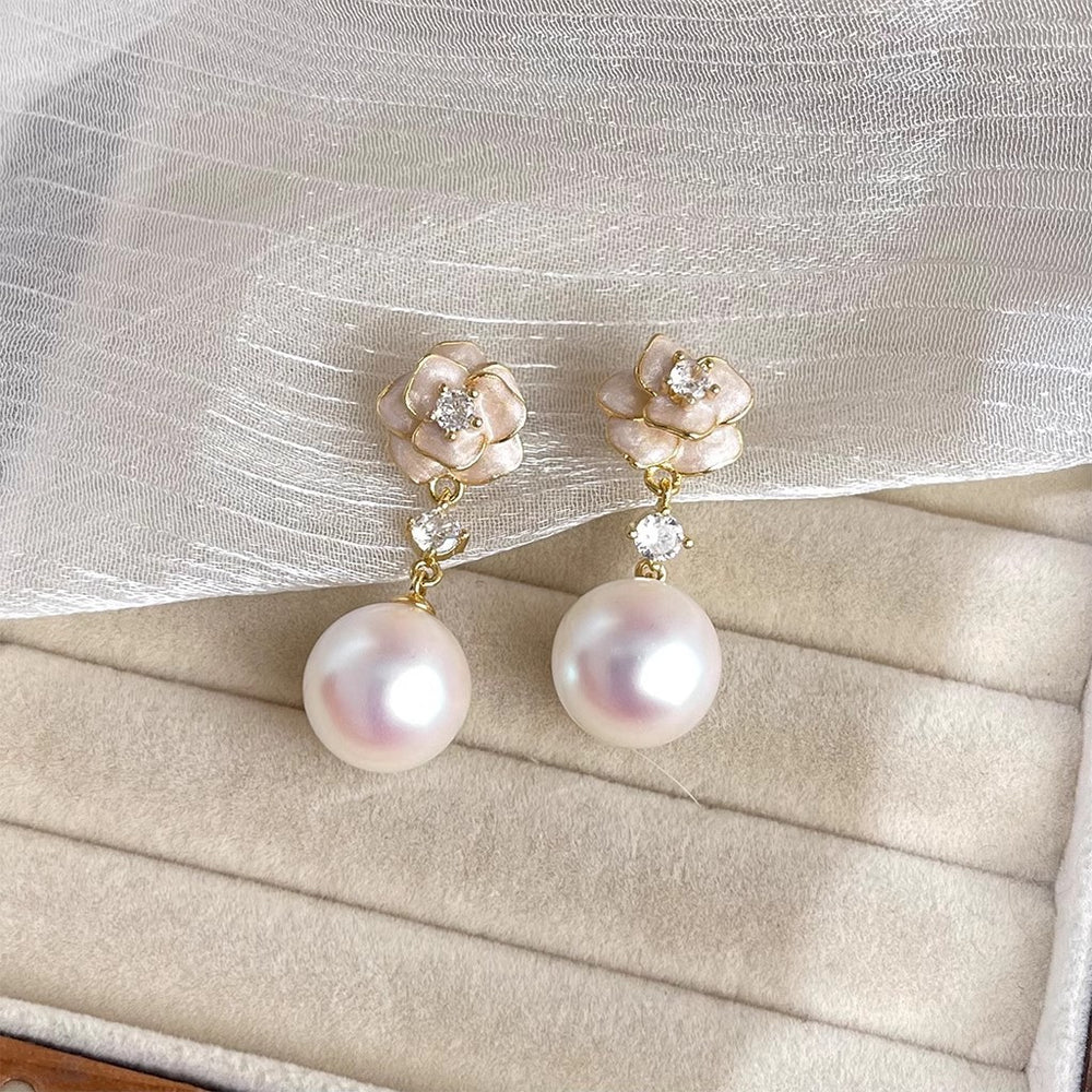 Camellia gentle fragrance pearl new arrival earrings spring and summer accessible luxury tassel classy hot french earrings for women