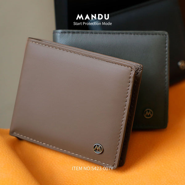 2025 new  leather wallet men's high-end business short anti-theft brush multi-card US dollar wallet men