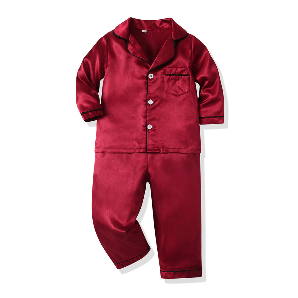 kids pajamas boys and girls long sleevesnew arrival imitation tencel shirt pants spring autumkids home wear suit