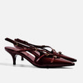 2026 summer european and american style patent leather stiletto peep-toe sandals women's single strap cat heel pointed toe back strap high heels