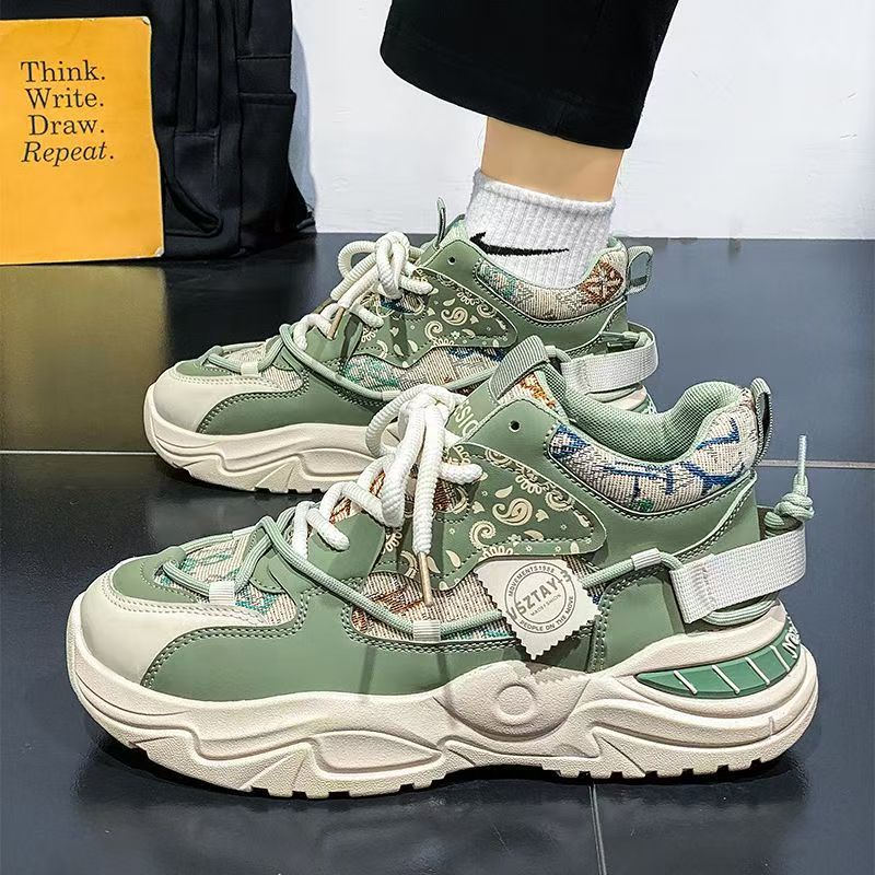 Men's shoes 2025 new spring collection: youth casual running sneakers, student platform shoes, non-slip dad shoes, trendy footwear for men