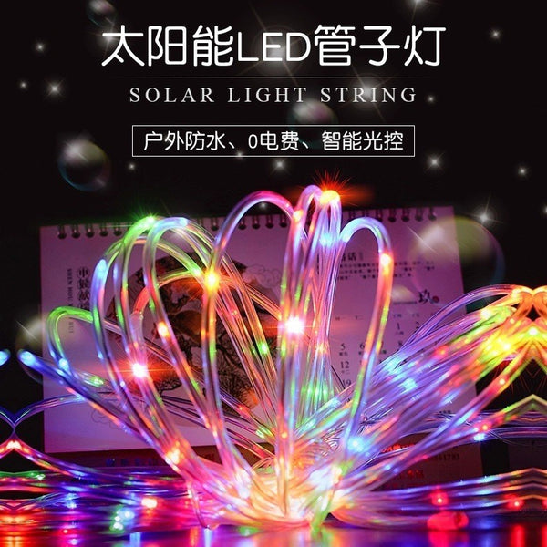 Cross-border solar PVC pipe light outdoor waterproof led colorful light courtyard light string Christmas atmosphere decorative light