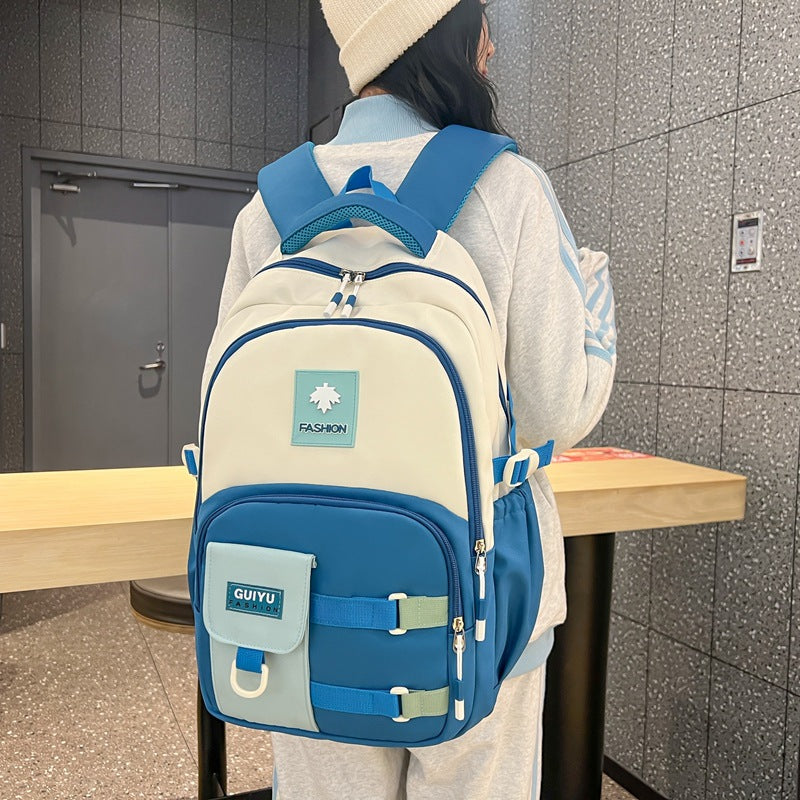 New casual backpack Korean version large capacity junior high school student schoolbag simple Japanese Korean version couple backpack
