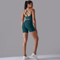 new high-waisted peach lift butt leggings set - activewear with racerback yoga top for running, training, and fitness