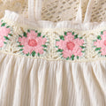 26 summer crochet flower suspender + casual shorts girl cotton and linen western style children's clothing suit wholesale in stock