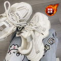 Thick sole dad shoes for women 2026 autumn winternew arrival leather surface heightening two cotton student fleece-linedplatform shoes sneakers cotton shoes