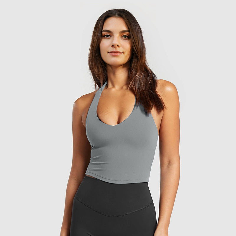Naked bubble wrap push-up anti-sagging sling beautiful back fitness tops vest yoga bra halter sports intimates women