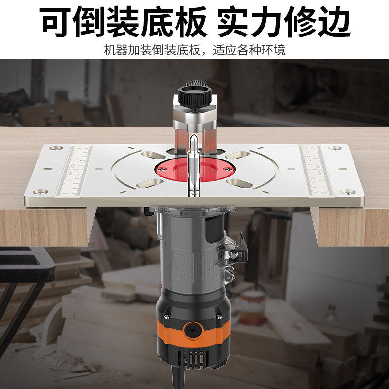 Complete woodworking tool set: multifunctional electric edge trimmer, wood router, aluminum composite panel grooving machine, and engraving router