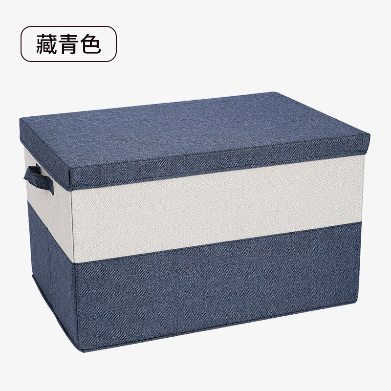Color matching cotton and linen storage box Large household cotton and linen foldable clothes pants storage box Two-color quilt sorting box