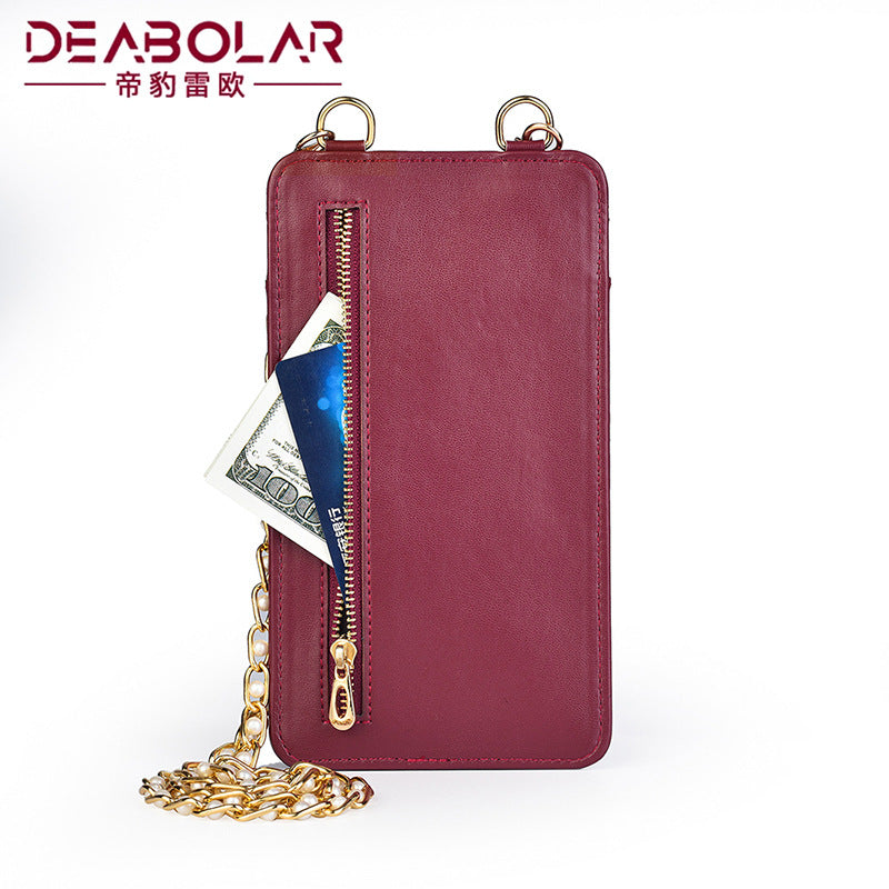 Cross-border wallet, women's mobile phone bag, rhombus sweet shoulder messenger, small women's bag, multi-card women's zipper change bag.