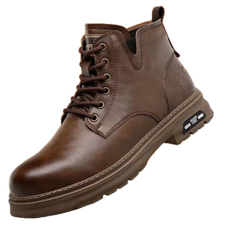 Genuine leather cowhide boots men's high-top winterfleece-linedheattech leather shoes men's genuine leather cotton shoes casual cowhide boots