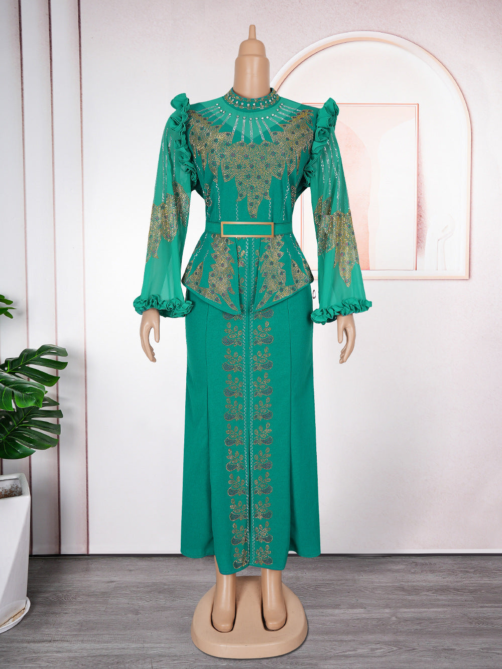 african women's clothing long sleevesfashionfashionplus size trailing dress bridesmaid  heavy industry hot diamond dress