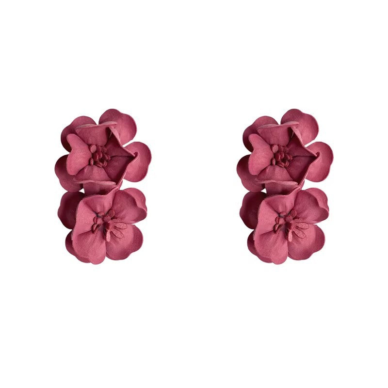 Super fairy purple flower earrings for women, beach vacation style, beautiful exaggerated earrings, 2026 new earrings wholesale