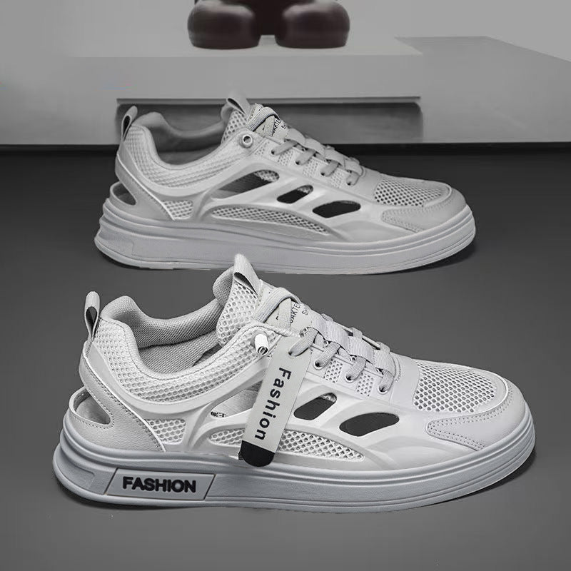 Men's white shoes summer hollow crocs men's breathable easiest for match sneakers wading and river tracing shoes student sandals men