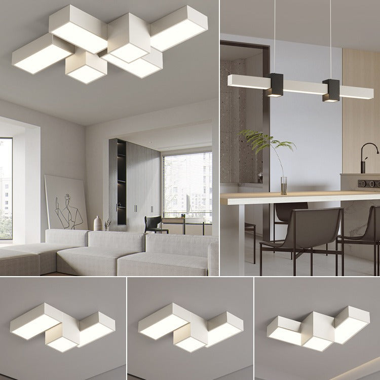 Creative geometric living room ceiling light modern simple atmosphere square home personalized combination whole house lighting package