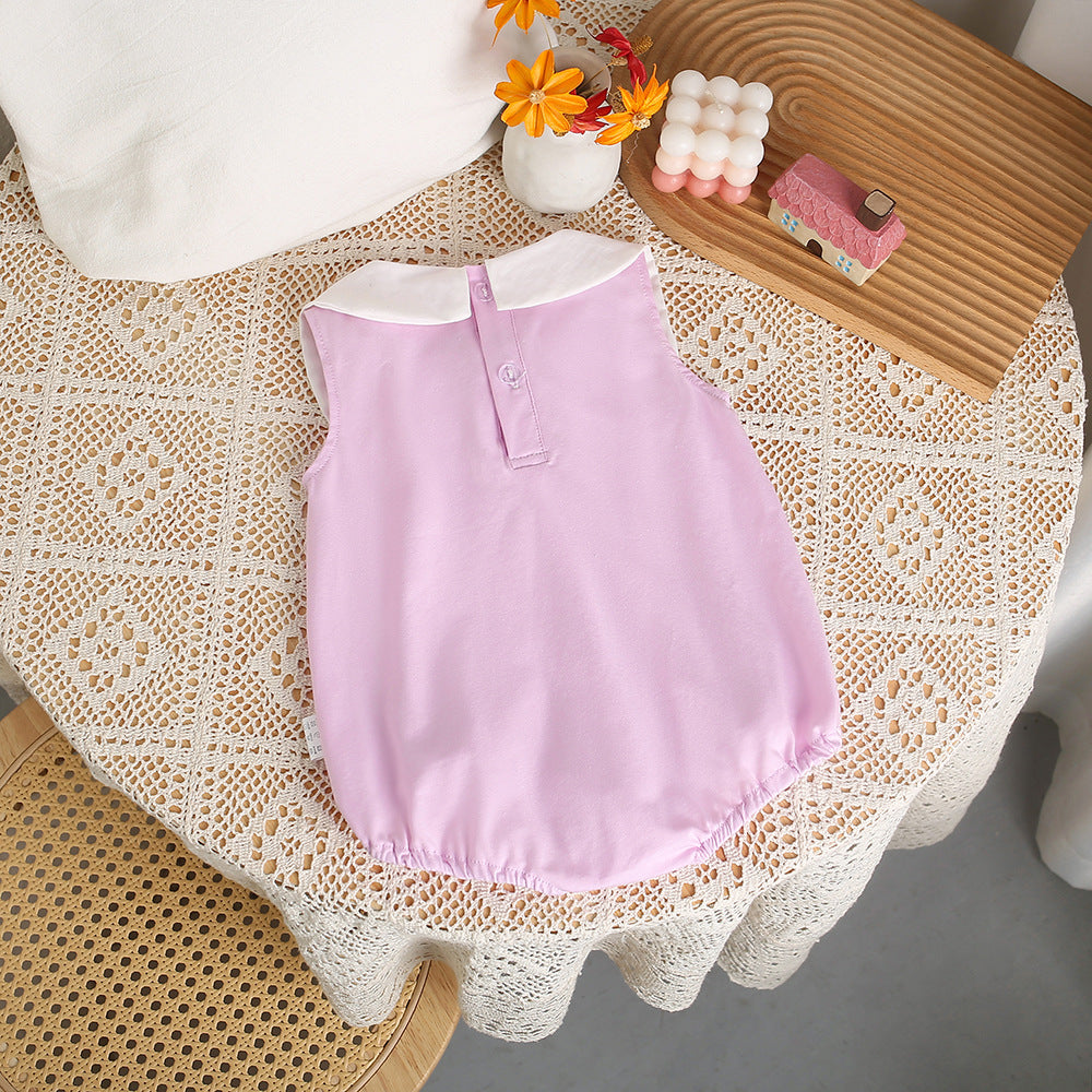 Baby clothes fashionable summer baby girl sleeveless one-piece khaki for outing, 100-day banquet summer dress, thin butt wrap