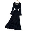 Lazy style casualclassy sense cut out crochet knittingdress women's inner suspender bottom skirt korean two-piece set