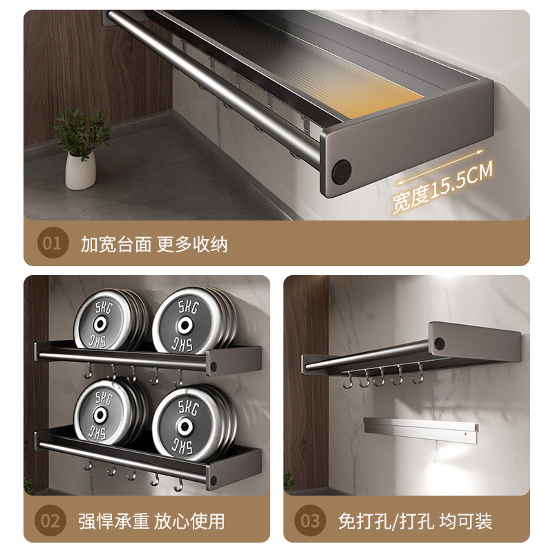 Wide kitchen rack No punching Wall-mounted gun ash seasoning Seasoning Multifunctional household storage rack