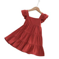 Trendy korean & japanese summer dresses: runaway princess sundresses, new solid color tiered dresses for baby girls