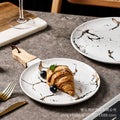 Ceramic marble plate with handle, restaurant special plate, pizza plate, popular steak plate, classy dinner plate