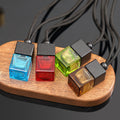 Car perfume bottle empty bottle hanging square cover colorful aromatherapy bottle essential oil refill bottle thickened lanyard glass bottle