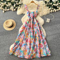 French chic floral print cami dress - women's  spring/summer new arrival - designer style beach vacation midi dress