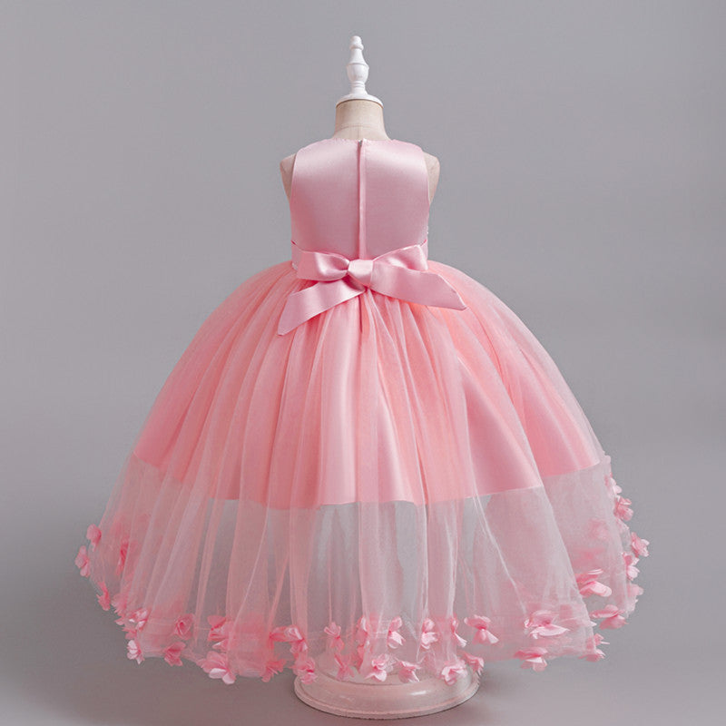 girl wedding dress little girl dress kids host princess dress tail catwalk performance costume skirt