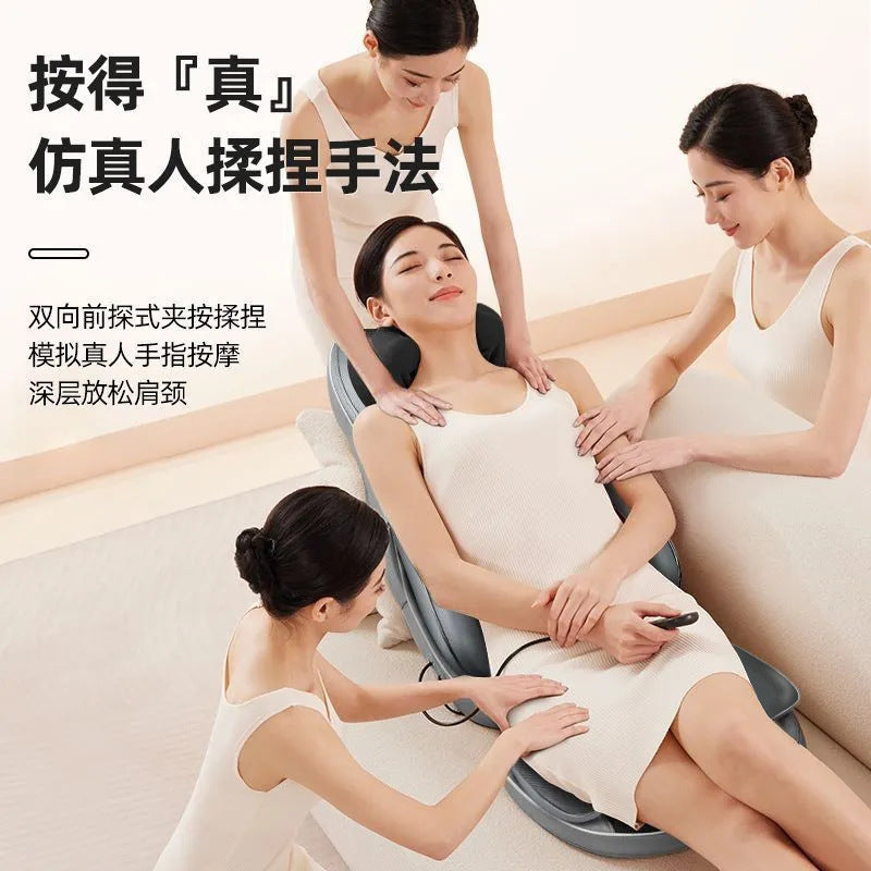 Full body multifunctional kneading cervical massager - neck, waist, back, and hip car massage cushion with infrared therapy