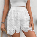 cross-border fashion: women's new lace-trimmed, versatile, mid-rise, solid color straight-leg shorts for  us & europe
