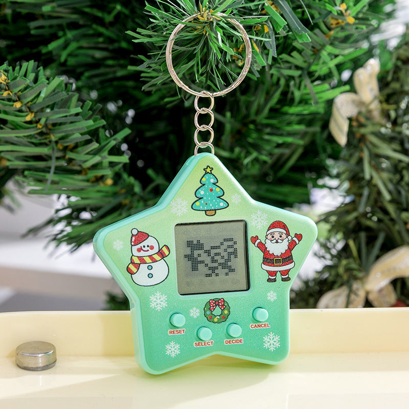Five-pointed star pet feeding game console kids educational digital toy creative retro keychain pendant
