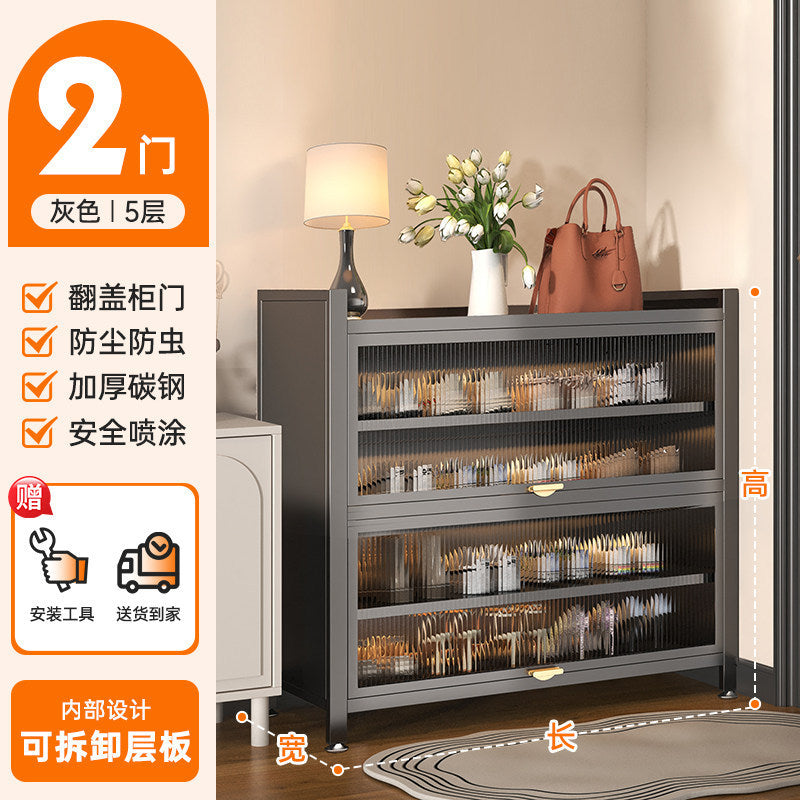 Steel shoe cabinet for home door storage cabinet all-in-one wall-mounted large-capacity multi-layer storage cabinet entrance entrance shoe rack